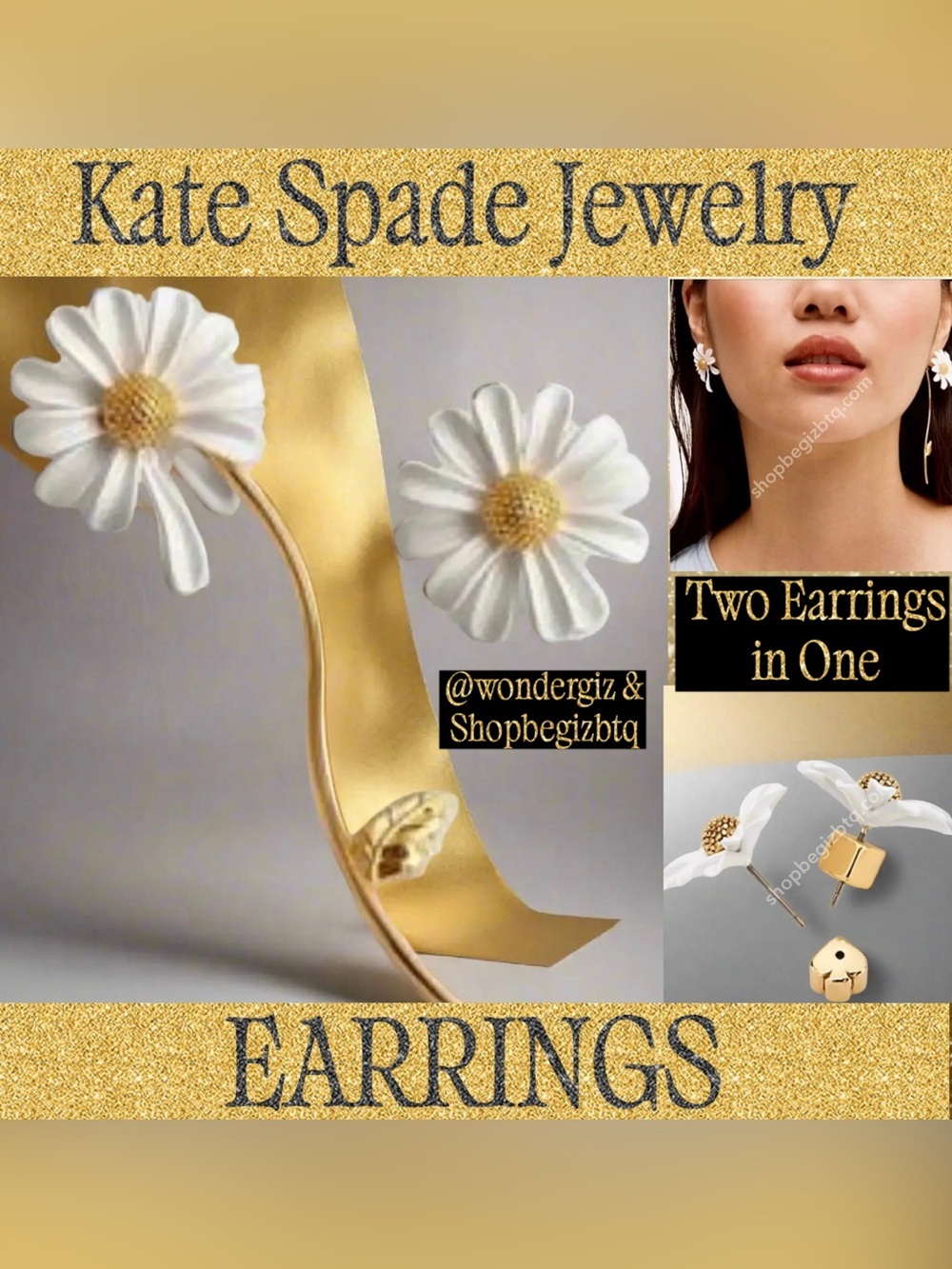 NWOT Authentic Kate Spade White Daisy Into The Bloom Statement Drop Earrings